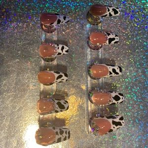 French cow print press on nails